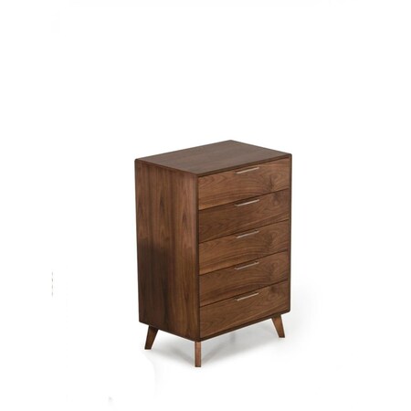 Homeroots 30 in. Solid Wood Five Drawer Standard Chest, Walnut 473064